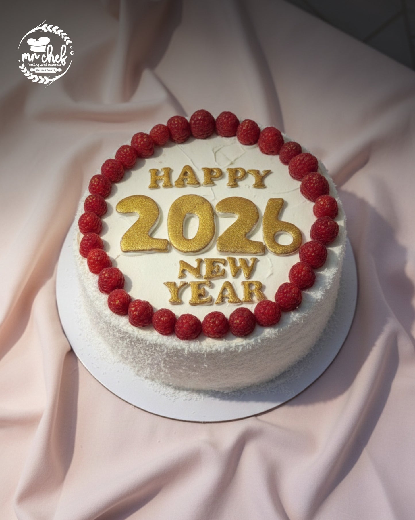 Coconut raspberry new year cake