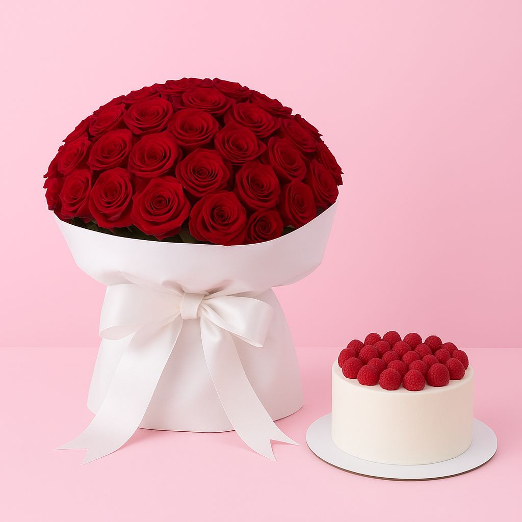 Raspberry cake & Flowers